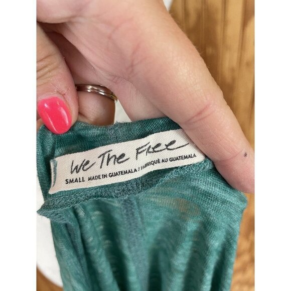 Free People We The Free Turquoise Knit Top Stretch Small Short Sleeve Blouse - Picture 7 of 8